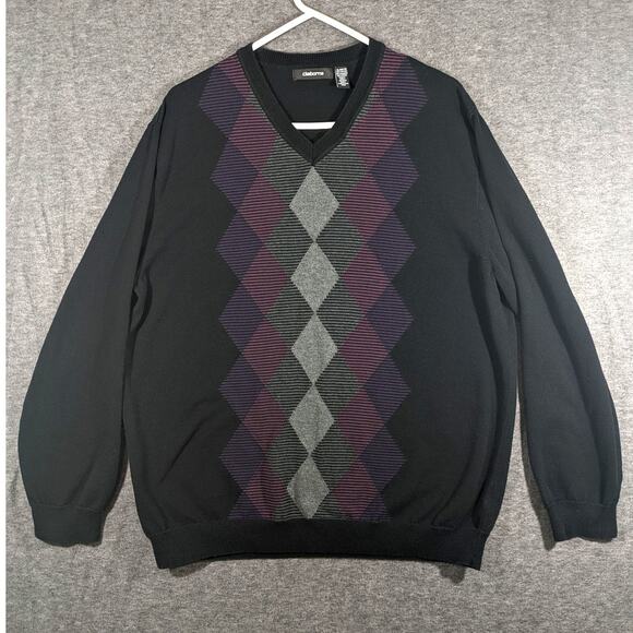 Liz Claiborne Women's Argyle Purple Grey 100% Cotton Pullover Sweater Size XL‎ - Picture 1 of 7